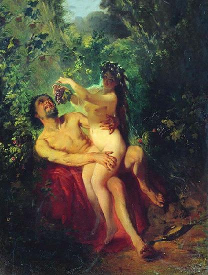 Konstantin Makovsky Satyr and Nymph oil painting picture